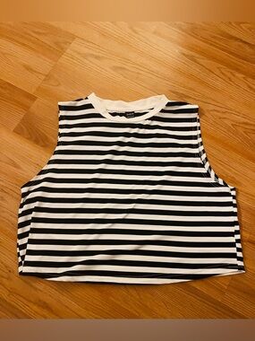 Striped Black & White Cropped Tank Top
